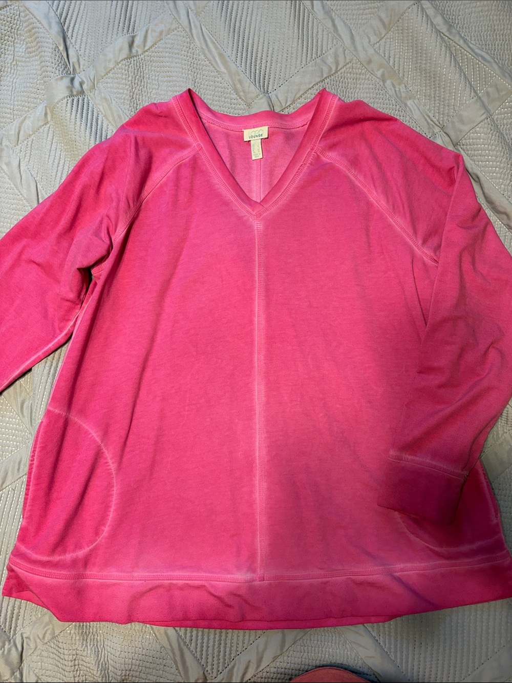 Caslon Pink V-Neck Long Sleeve Pullover